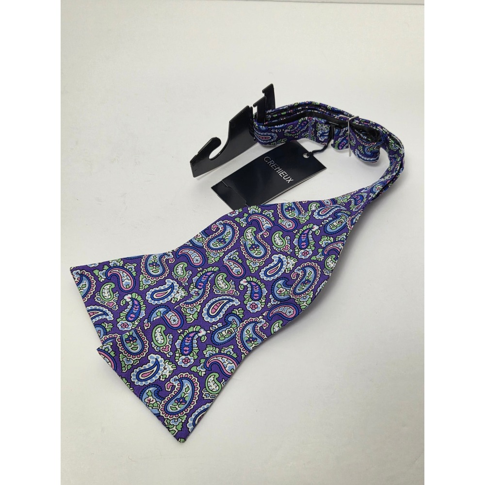 Cremieux Mens Bow Tie Paisley Bold colors Silk Tie Necktie NWT Adjustable